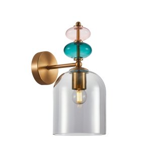 ITALUX BUSCO WL-30263-1B-BRO-SGB KINKIET ZŁOTY KOLOROWE SZKŁO KLOSZ DYMIONY