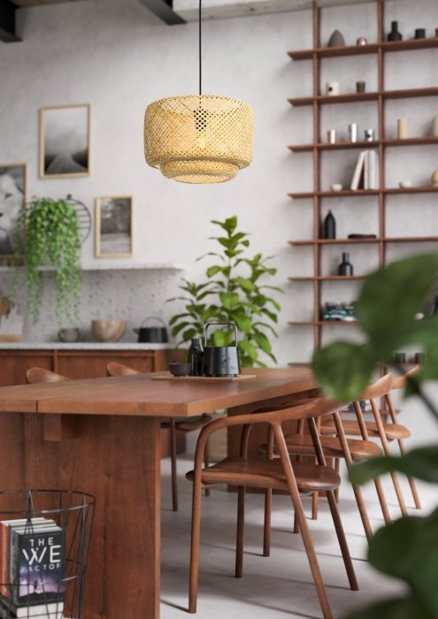 EGLO HETTONLE 43868 LAMPA WISZĄCA DREWNIANA EKO NATURAL BOHO VINTAGE