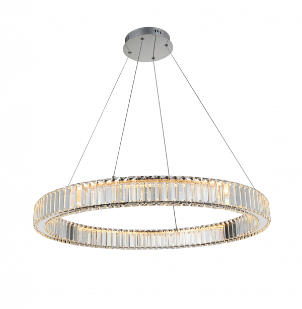 AZZARDO AZ5791 SPARK PENDANT 80 DIMM CH LAMPA WISZĄCA KOŁO RING OKRĄGŁY KRYSZTAŁOWY SZKLANY CHROM GLAMOUR 80CM