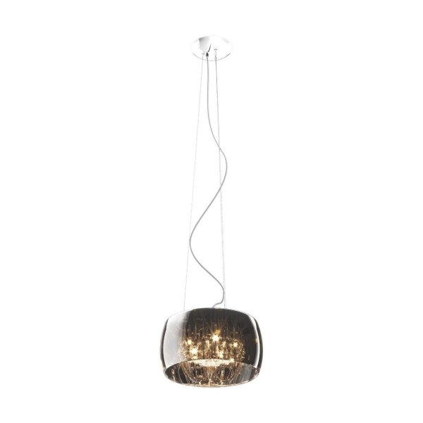 LAMPA WISZĄCA KRYSZTAŁOWA SZKLANA Z KRYSZTAŁKAMI W STYLU GLAMOUR DO SALONU SYPIALNI CHROM SMOKY P0076-05L-F4FZ CRYSTAL ZUMALINE