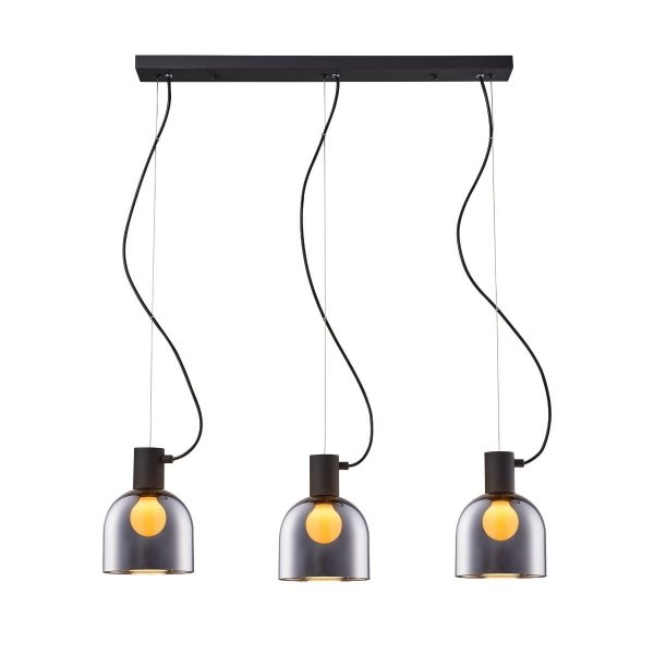 ZUMA LINE LAMPA WISZĄCA NAD STÓŁ CZARNA SREBRNA SZKLANA MD1918-3S-CHROME LAZARO