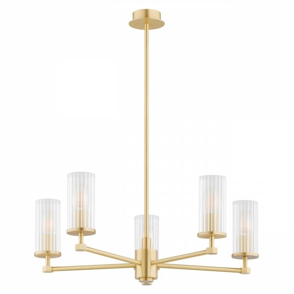 LAMPA WISZĄCA DUŻY ŻYRANDOL ZŁOTY DO SALONU MOSIĄDZ SZCZOTKOWANY W STYLU GLAMOUR ELEGANCKI NOWOCZESNY SZKLANE KLOSZE ARGON HAMPTON 2177