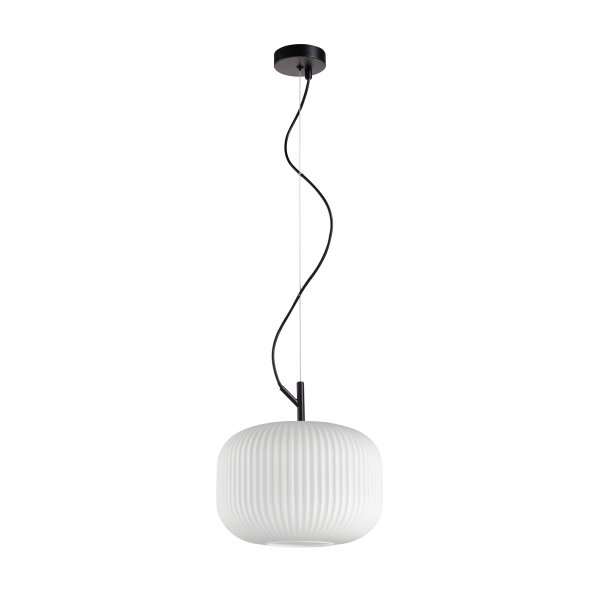ITALUX REUS PND-64536A-M-BL-OPA LAMPA WISZĄCA BIAŁA SZKLANA NA CZARNYM ZWISIE