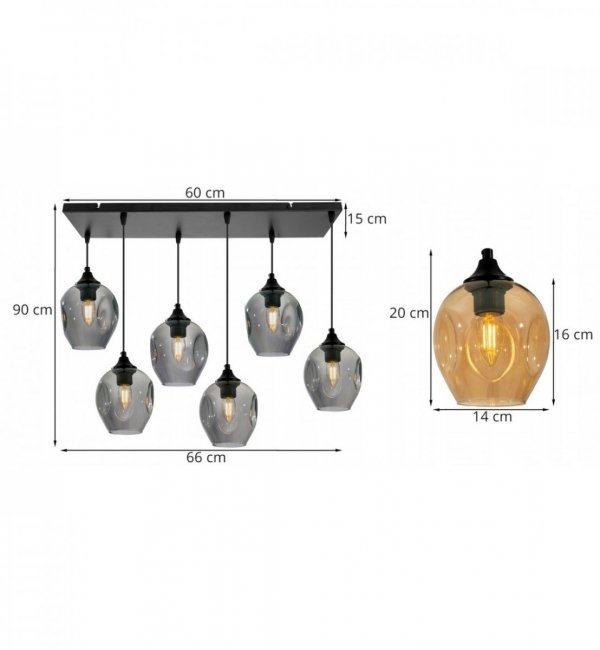 LAMPA WISZĄCA CZARNA SZKLANA KOLORY KLOSZY PRAGA HOME LIGHT HOME