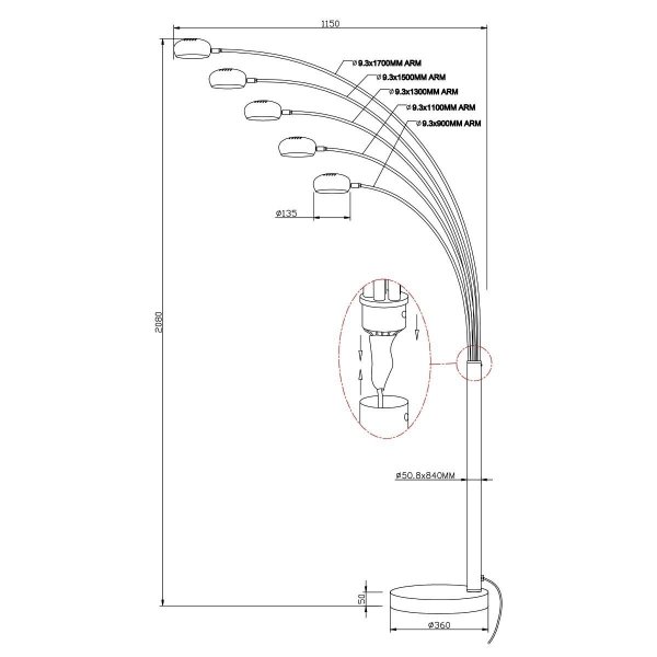 ZUMA LINE TS-5805 ZODIAC LAMPA PODŁOGOWA CHROM
