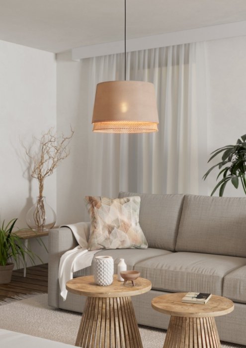 EGLO TABLEY 43975 LAMPA WISZĄCA NATURAL BOHO EKO VINTAGE ABAŻUR Z NATURALNEJ TKANINY Z DREWNEM