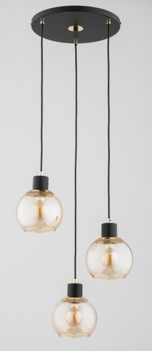 ALFA SOSNOWSCY DERRO BLACK 62415 LAMPA WISZĄCA CZARNO ZŁOTA KULE SZKLANE BURSZTYNOWE DO SALONU SYPIALNI KUCHNI
