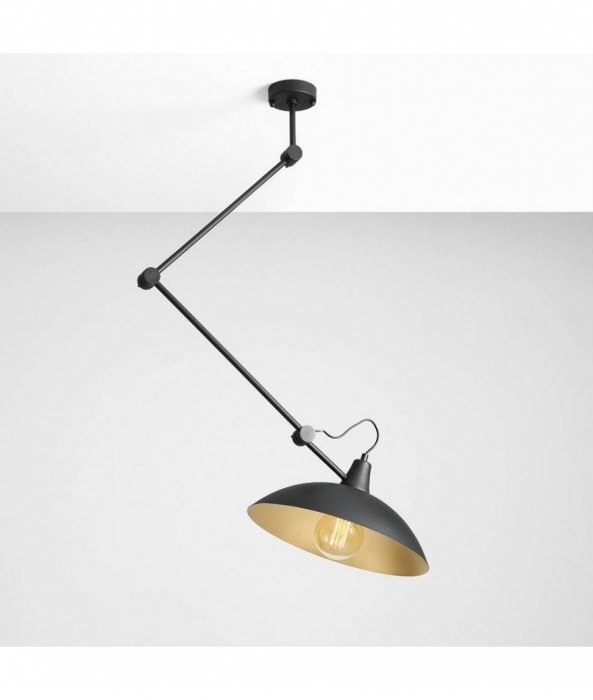 ALDEX MELOS BLACK GOLD 808PL_G1_Z LAMPA SUFITOWA INDUSTRIALNA CZARNO ZŁOTA METALOWA NA WYSIĘGNIKU 