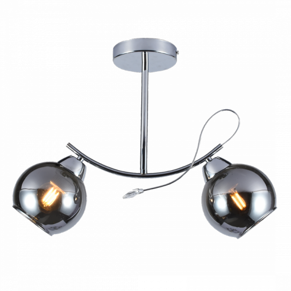 LAMPA SUFITOWA PODWÓJNA CHROM Z GRAFITOWYMI KLOSZAMI NOWOCZESNA DO SYPIALNI SALONU POKOJU MILAGRO CONNOR MLP0873