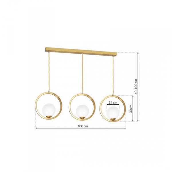 MILAGRO VIENNA MLP5574 LAMPA WISZĄCA ZŁOTA NA KOLE BIAŁE KULE MLECZNE SZKLANE KLOSZE