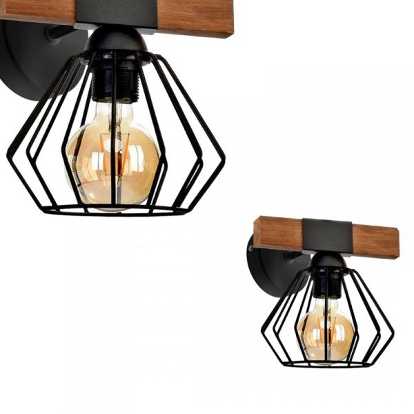 MILAGRO Kinkiet ULF BLACK / WOOD 1xE27 60W
