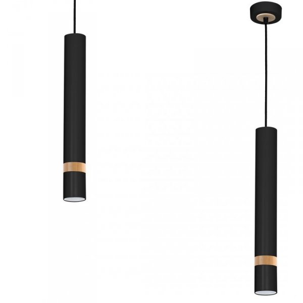 MILAGRO Lampa wisząca JOKER BLACK/WOOD 1xGU10