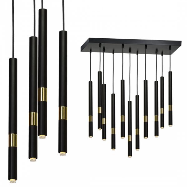 MILAGRO Lampa wisząca MONZA BLACK / GOLD 11xG9 8W