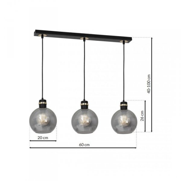 MILAGRO MLP6531 OMEGA BLACK LAMPA WISZĄCA CZARNO ZŁOTA GRAFITOWE KLOSZE KULE