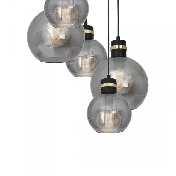 MILAGRO MLP6534 OMEGA BLACK LAMPA WISZĄCA CZARNO ZŁOTA GRAFITOWE KLOSZE KULE