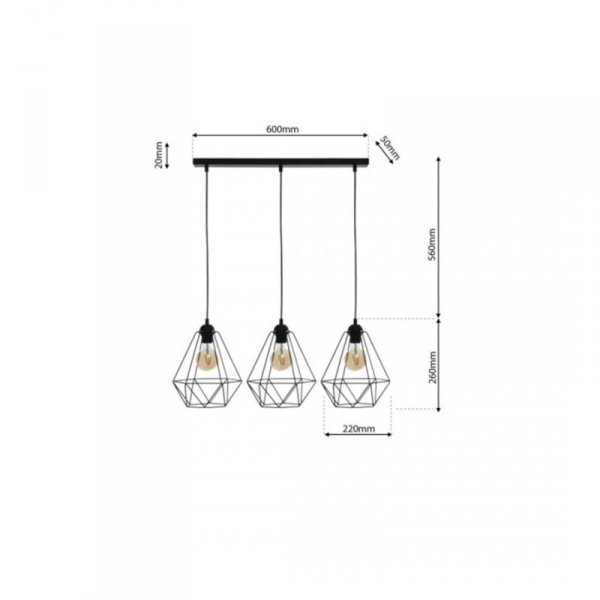 MILAGRO Lampa wisząca BASKET BLACK 3xE27