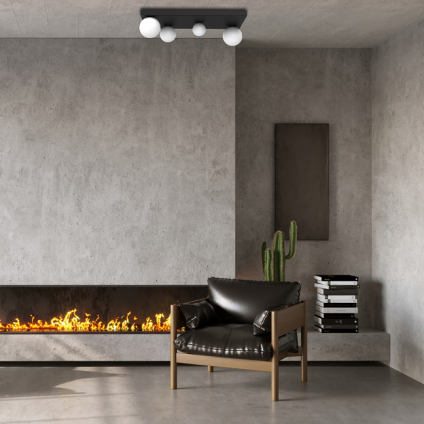 MILAGRO BIBIONE MLP8391 LAMPA PLAFON CZARNY KULE SZKLANE BIAŁE MLECZNE 