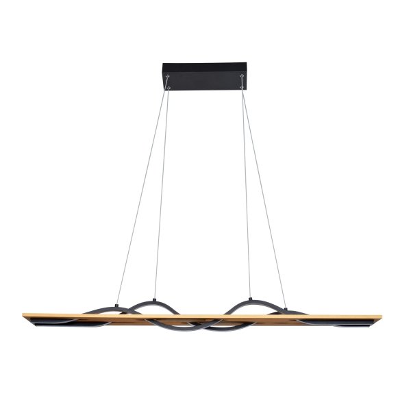 ITALUX CONATO PND-23848-30W-BK-GD LAMPA WISZĄCA LED NAD STÓŁ DREWNIANA CZARNA