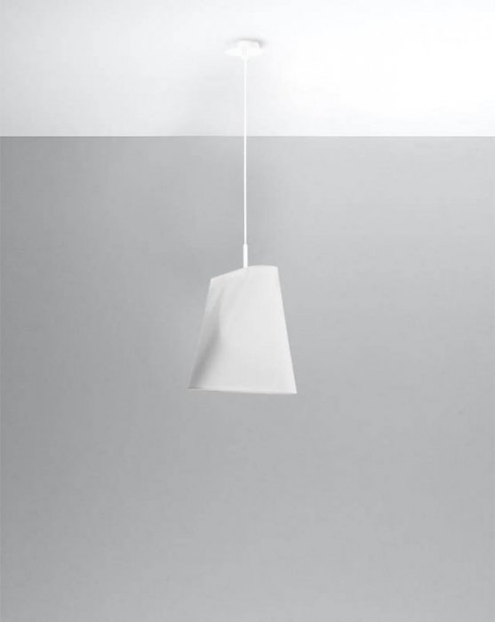 Żyrandol BLUM 1 biały abażur tkanina, stal nowoczesna lampa wisząca sufitowa E27 LED SOLLUX LIGHTING