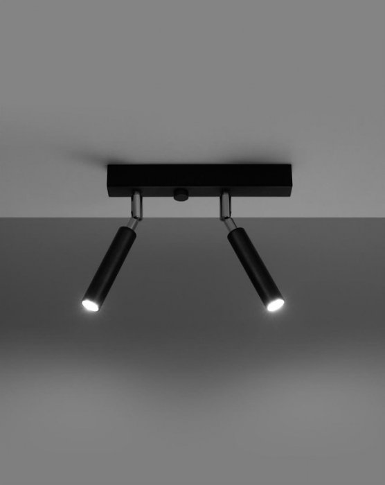 Plafon EYETECH 2 czarny stalowa nowoczesna lampa na sufit regulacja klosza tuby punktowe oświetlenie G9 LED SOLLUX LIGHTING