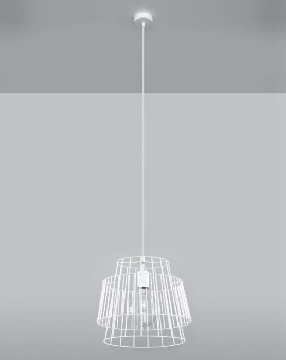 Lampa wisząca GATE biały stalowy industrialny zwis na lince sufitowy E27 LED SOLLUX LIGHTING
