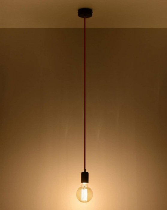 Lampa wisząca EDISON czarna tkanina stal minimalistyczny zwis na lince sufitowy E27 LED SOLLUX LIGHTING