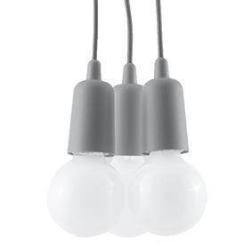 Lampa wisząca DIEGO 3 szara PVC minimalistyczna sufitowa na linkach E27 LED SOLLUX LIGHTNIG
