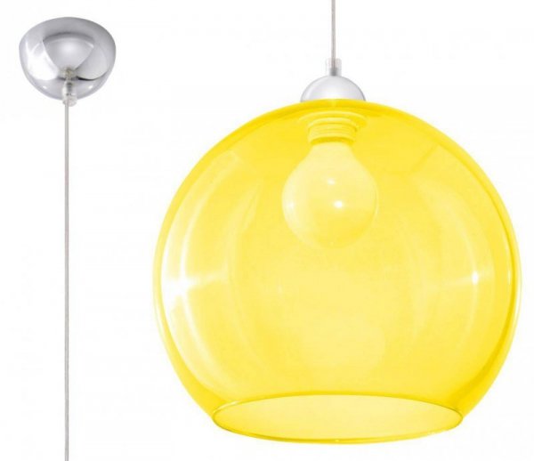 Lampa wisząca BALL żółta kula loft szkło E27 LED SOLLUX LIGHTING