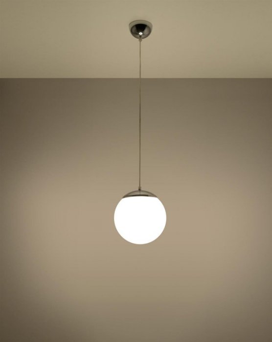 Lampa wisząca UGO 20 stal chrom biały kula loft szkło E27 LED SOLLUX LIGHTING
