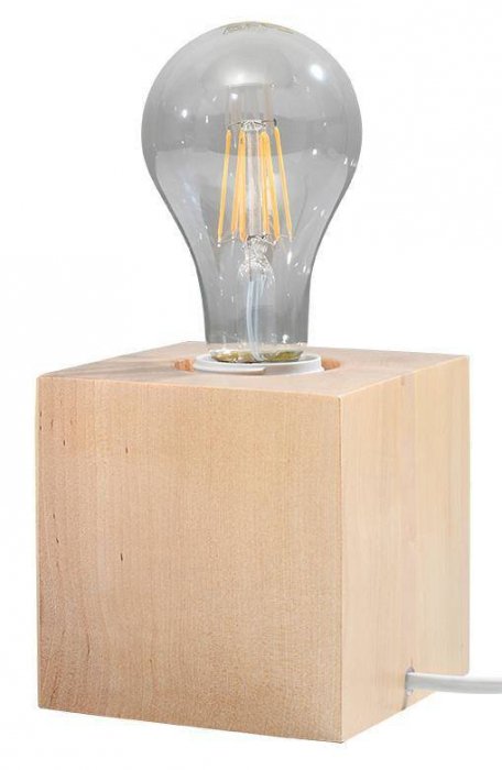 Lampa biurkowa ARIZ naturalne drewno lampa kwadrat E27 LED SOLLUX LIGHTING