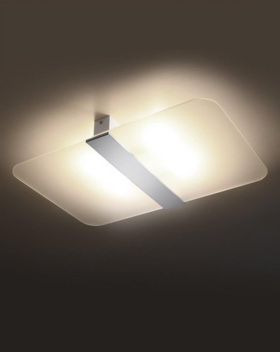Plafon AZALIA biały nowoczesna lampa sufitowa białe szkło stal chrom G9 LED SOLLUX LIGHTING