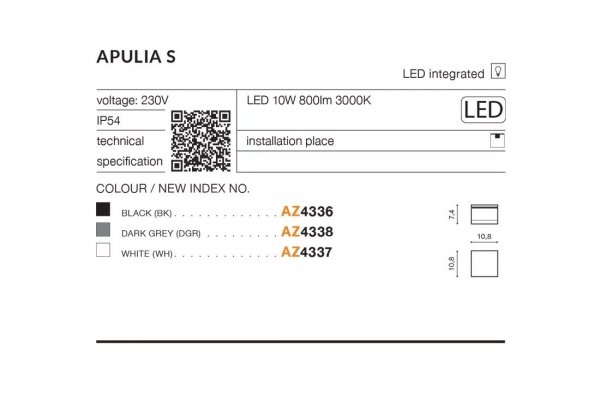 AZZARDO APULIA S IP54 AZ4337 LAMPA SUFITOWA ZEWNĘTRZNA BIAŁA