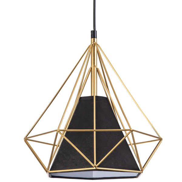 GOLDLUX POLUX HIRA GOLD 318558 LAMPA WISZĄCA DRUCIANA ZŁOTA Z CZARNYM ABAŻUREM DIAMENT