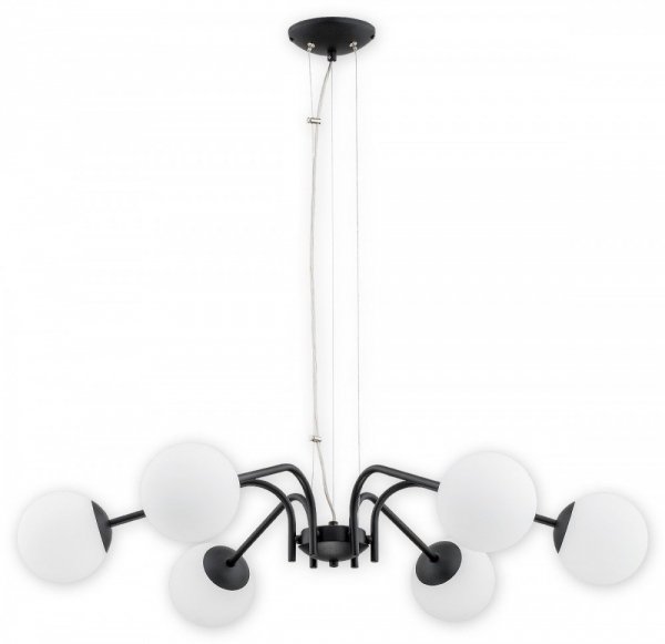 LAMPA WISZĄCA CZARNA MATOWA KULE BIAŁE LEMIR NOL