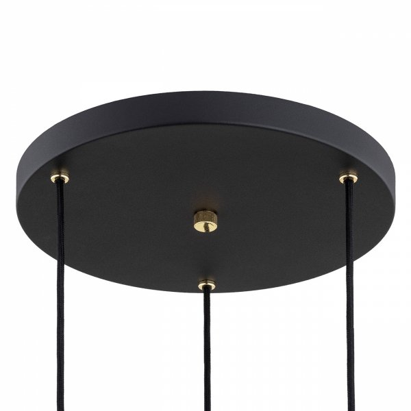 LAMPA WISZĄCA CZARNO ZŁOTA METALOWA POTRÓJNA NA KOLE NAD STÓŁ WYSPĘ DO KUCHNI JADALNI NOWOCZESNA ARGON MURANO 6139