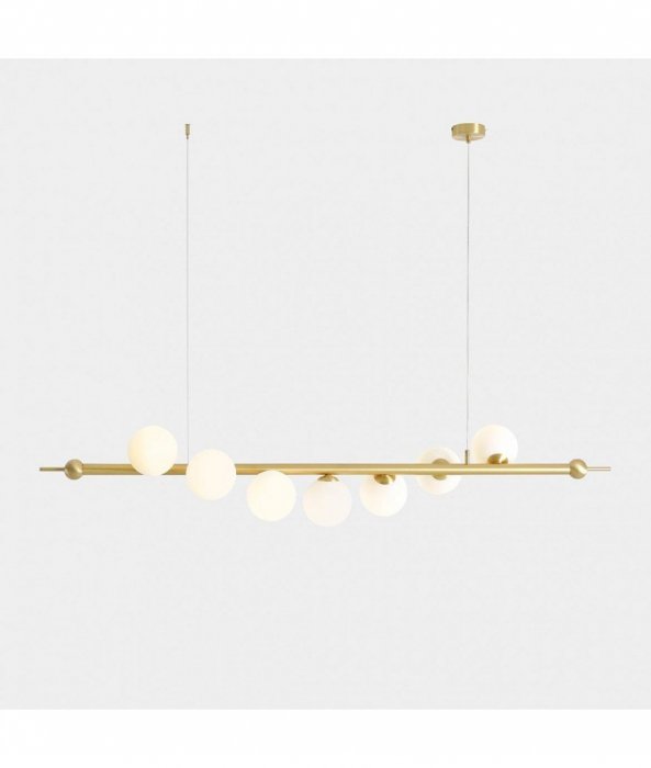 ALDEX WAVE 7 BRASS 1115T40 LAMPA WISZĄCA MOSIĄDZ KULE BIAŁE SZKLANE NAD STÓŁ