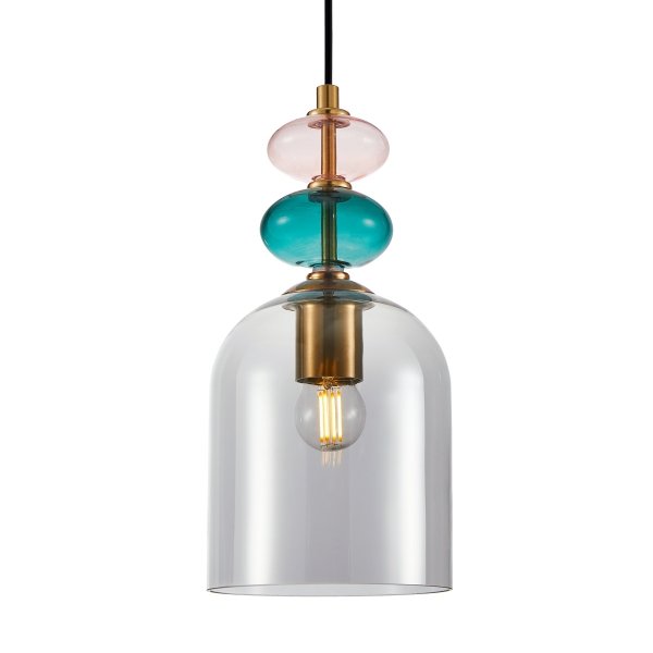 ITALUX BUSCO PND-30263-1B-BRO-SG LAMPA WISZĄCA  SZKLANA KOLOROWE SZKŁO KLOSZ DYMIONY