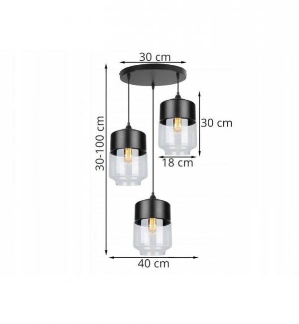 Lampa wisząca ze szklanymi kloszami - OSLO 2231/3/OW/B LIGHT HOME