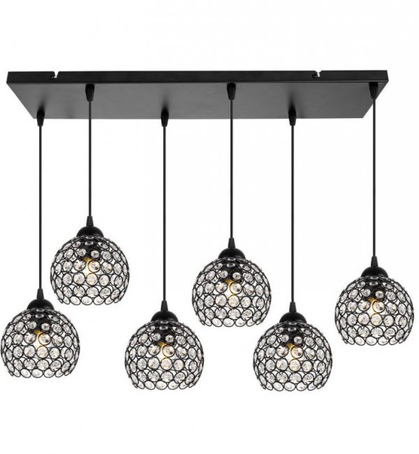 LAMPA SUFITOWA Z KRYSZTAŁKAMI CZARNA CRYSTAL HOME LIGHT HOME