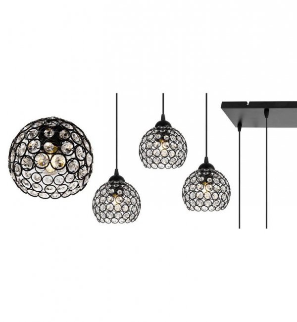 LAMPA SUFITOWA Z KRYSZTAŁKAMI CZARNA CRYSTAL HOME LIGHT HOME
