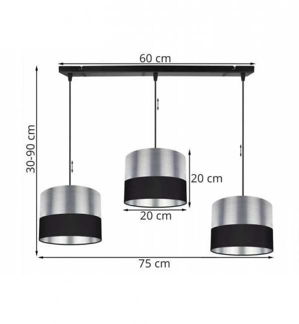 Lampa wisząca z abażurami - CHROMIC 2310/3/20 LIGHT HOME