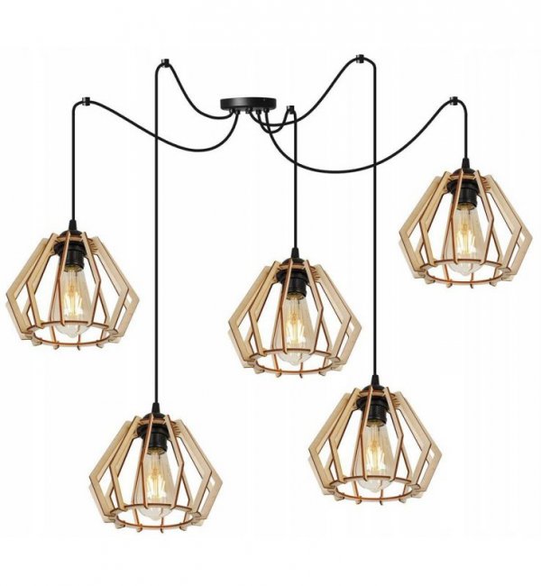Lampa wisząca nowoczesna - SPIDER TIMBER 2360/5 LIGHT HOME