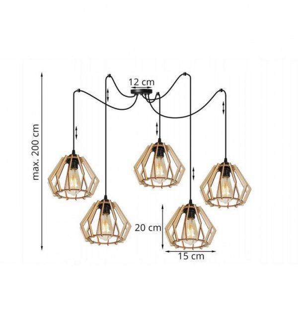 Lampa wisząca nowoczesna - SPIDER TIMBER 2360/5 LIGHT HOME