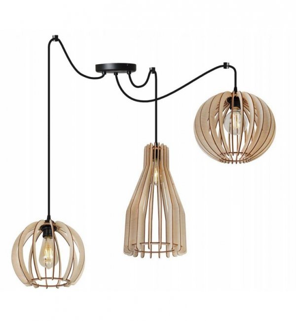 Lampa wisząca nowoczesna - SPIDER TIMBER 2360/3/MIX LIGHT HOME