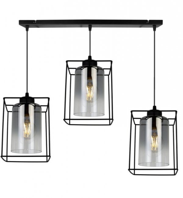 Lampa wisząca ze szklanymi kloszami - HELLA CAGE 2366/3/G LIGHT HOME