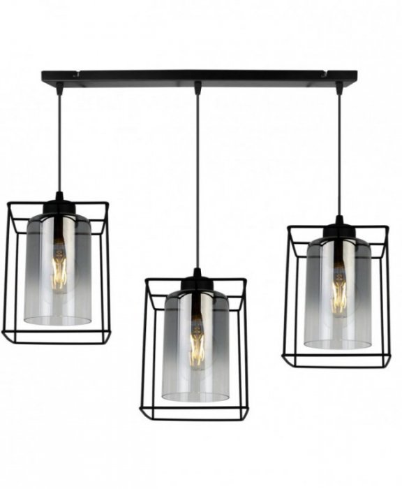 Lampa wisząca ze szklanymi kloszami - HELLA CAGE 2366/3/G LIGHT HOME