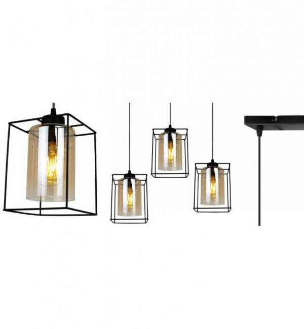 Lampa wisząca ze szklanymi kloszami - HELLA CAGE 2366/3/M LIGHT HOME
