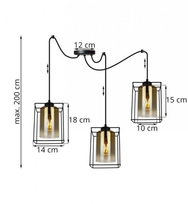 Lampa wisząca ze szklanymi kloszami - SPIDER HELLA CAGE 2365/3/Z