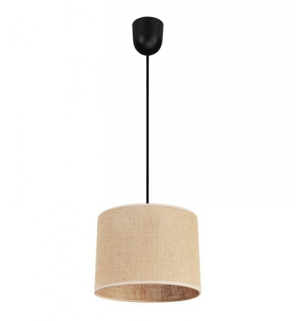 Lampa wisząca zwis, abażur owalny juta, 20 cm, E27