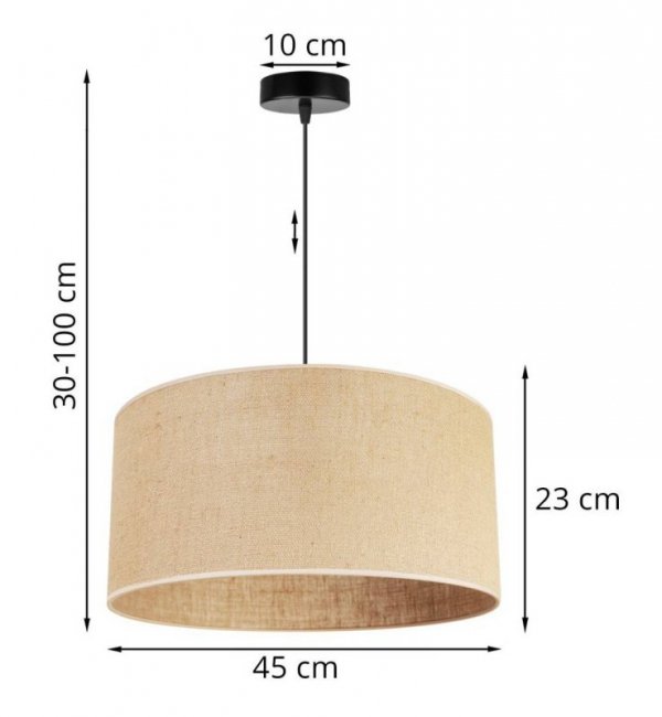 Lampa wisząca, abażur okrągły juta, 45 cm, E27